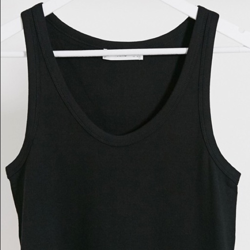 Mango ribbed scoop neck tank in black, with tags